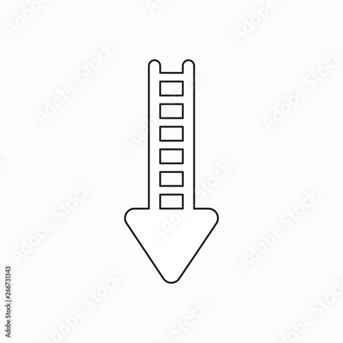 Vector icon concept of wooden ladder with arrow down.
