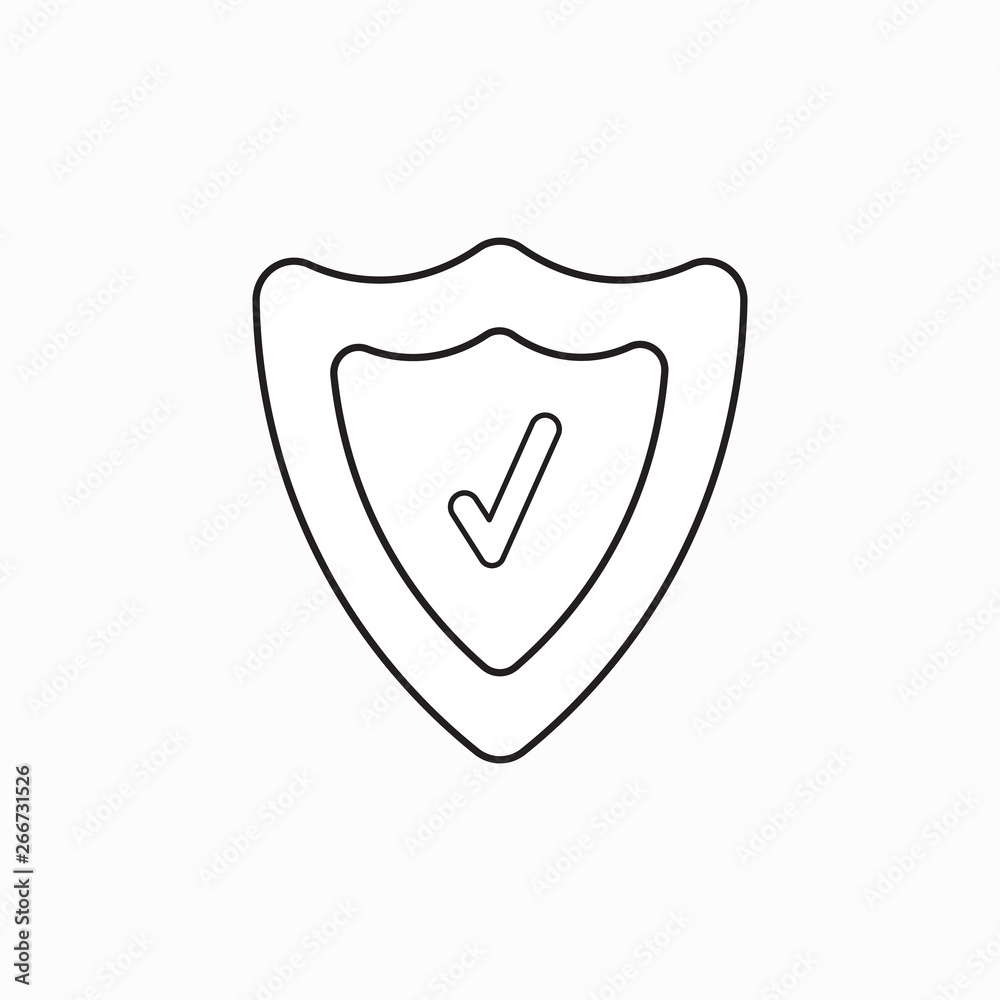 Vector icon concept of shield guard with check mark. Vector icon concept of shield guard with check mark.