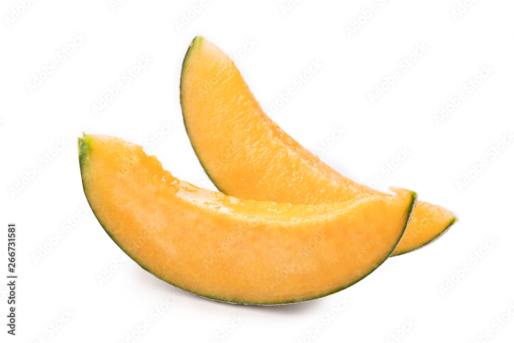 Beautiful tasty sliced juicy cantaloupe melon, muskmelon, rock melon isolated on white background, close up, clipping path, cut out. Beautiful tasty sliced juicy cantaloupe melon, muskmelon, rock melon isolated on white background, close up, clipping path, cut out.