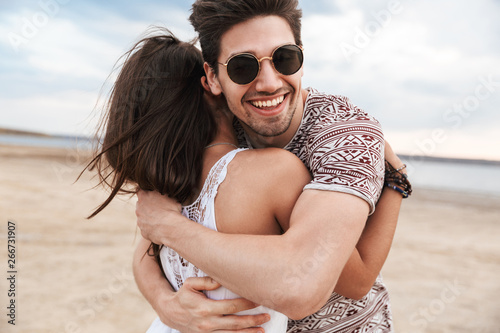 Lovely young couple spending fun time