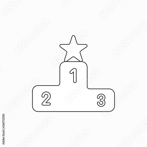 Vector icon concept of star on first place of winners podium.