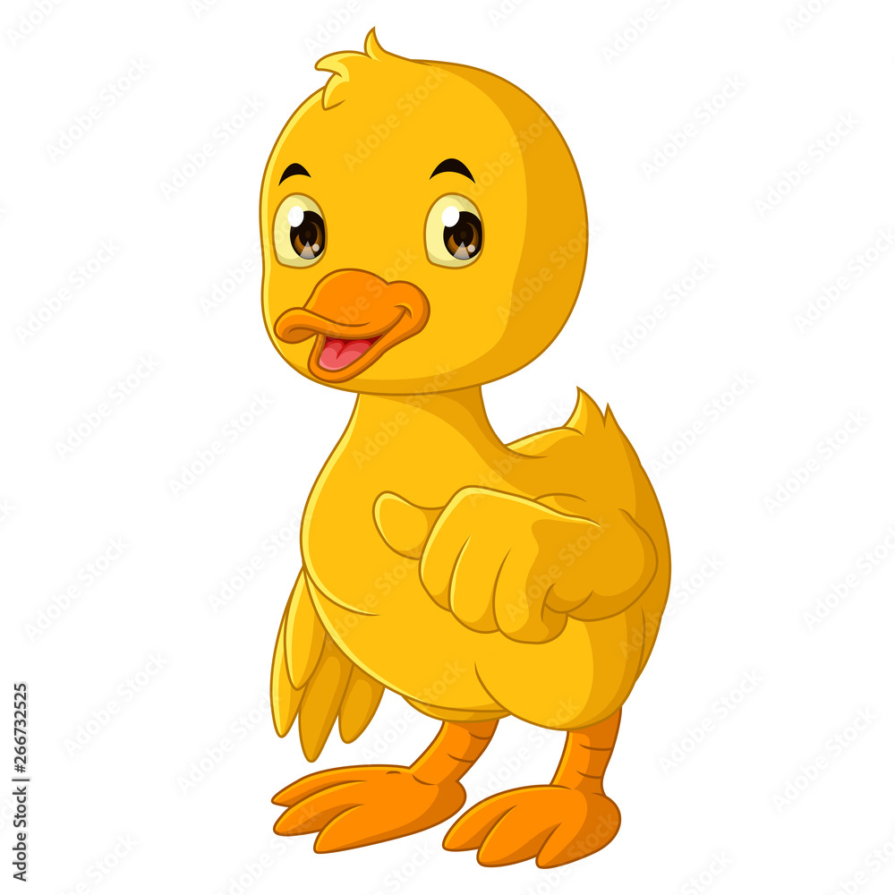 Cartoon yellow duck mascot showing thumb up Cartoon yellow duck mascot showing thumb up
