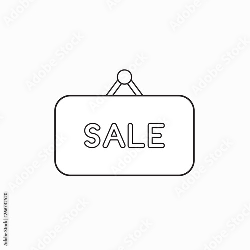 Vector icon concept of sale word written on hanging sign.