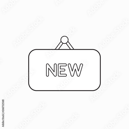 Vector icon concept of new word written on hanging sign.
