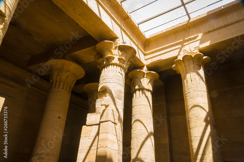 Egypt. Columns in the Temple of Philae, Temple of Isis. photo