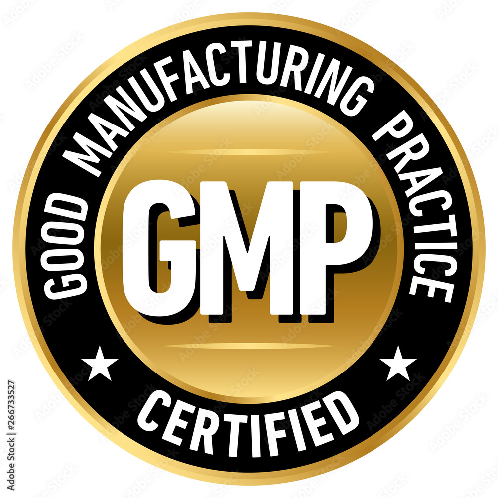 GMP (Good Manufacturing Practice) certified round stamp on white background - Vector