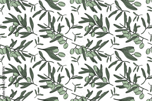 Olive seamless vector pattern