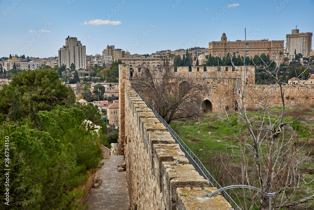 Israel. Jerusalem. The southern wall of the Old Town. West View