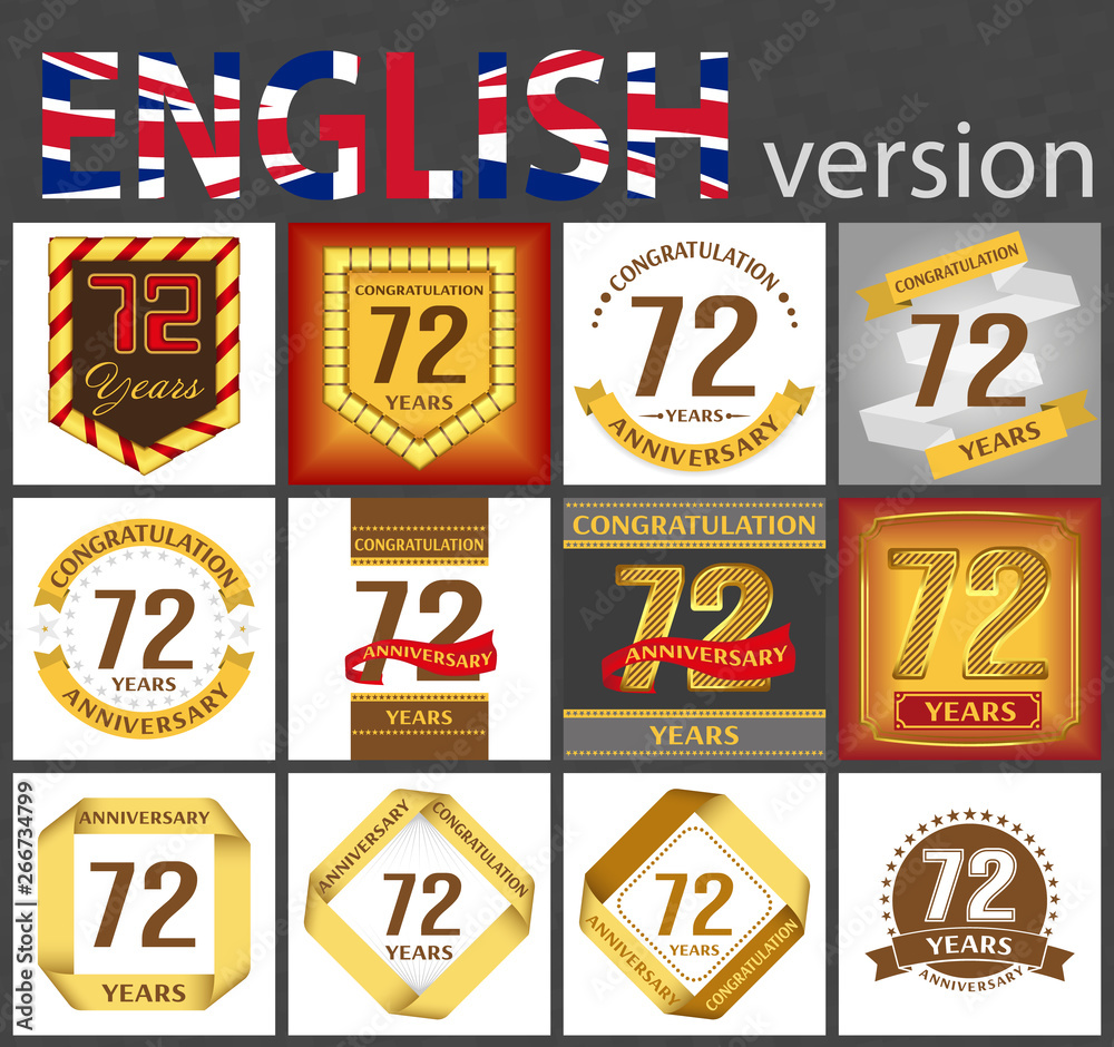 Set of number 72 templates