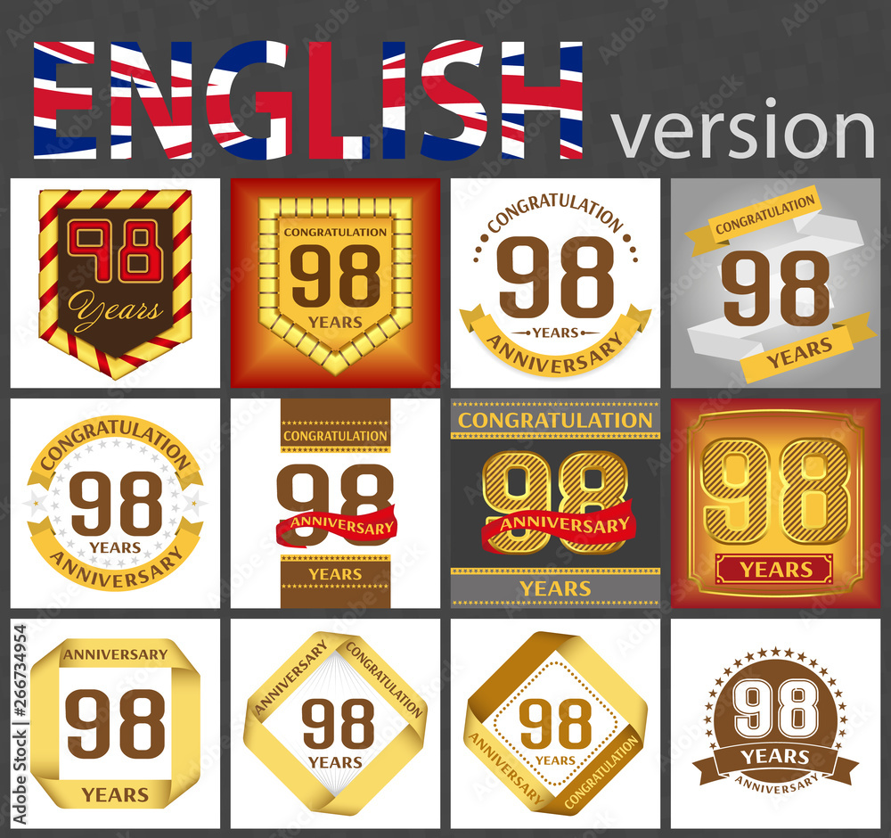 Set of number 98 templates