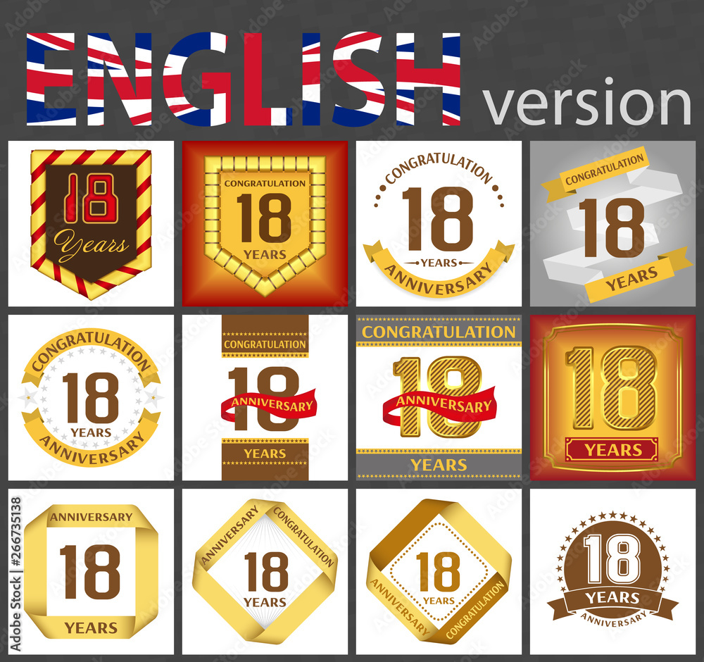 Set of number 18 templates