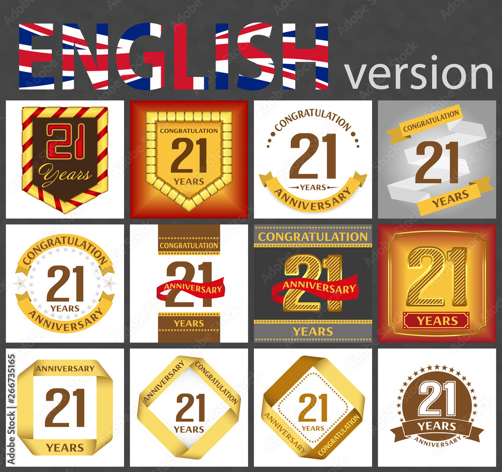Set of number 21 templates