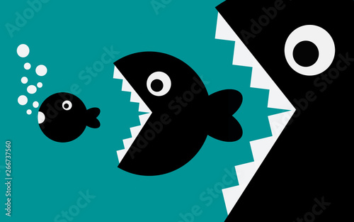 Canvas Print Big fish eat little fish