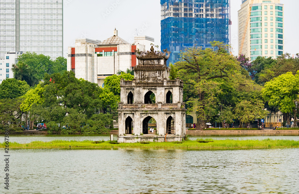 Turtle tower in Hoan Kiem lake,Hanoi,Vietnam