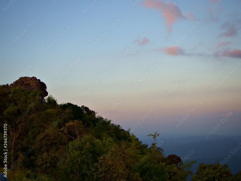 The lanscape of the lion head mountain and the horizon at Nan, Thailand The lanscape of the lion head mountain and the horizon at Nan, Thailand