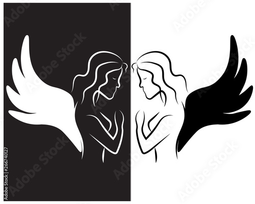 black and white angel woman