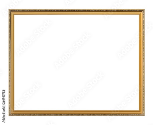 Golden frame for paintings, mirrors or photo isolated on white background