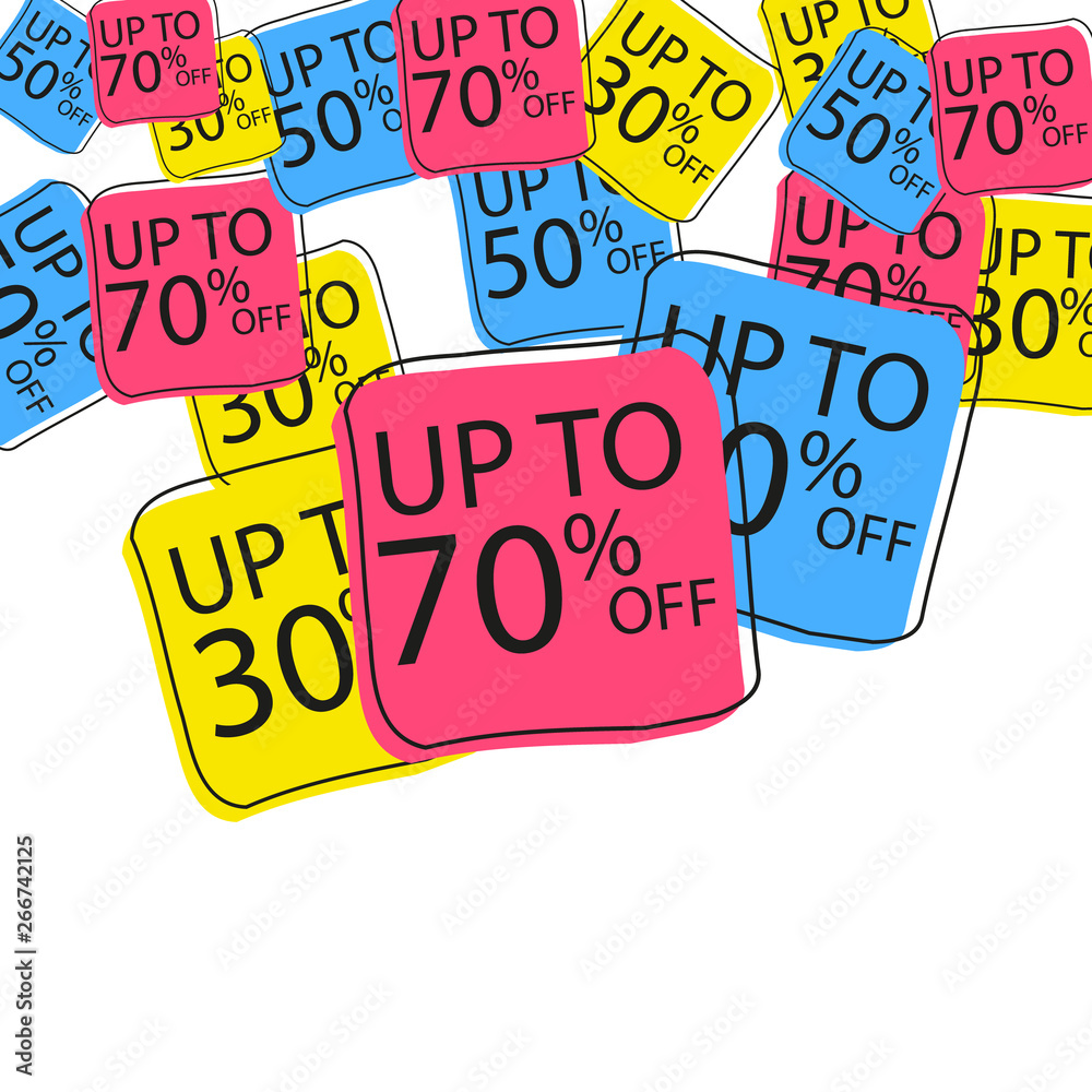 Offer tag set. Vector discount stickers. Collection stickers, price tags. Sale, free, new