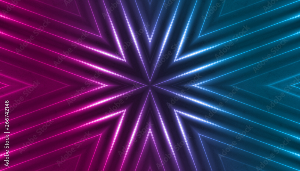 Dark abstract futuristic background. Neon lines, glow. Neon lines, shapes. Pink and blue glow Dark abstract futuristic background. Neon lines, glow. Neon lines, shapes. Pink and blue glow
