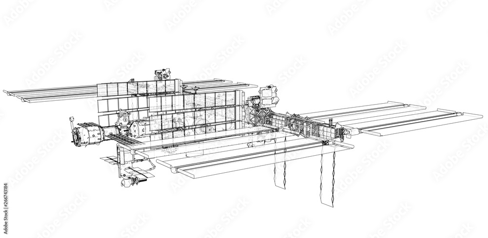 International Space Station Outline. Vector