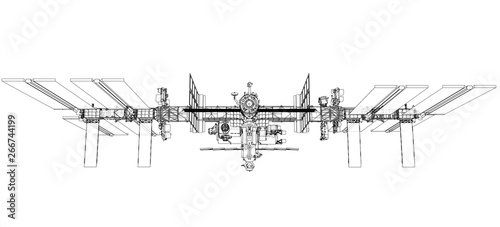 Fototapeta Naklejka Na Ścianę i Meble -  International Space Station Outline. Vector