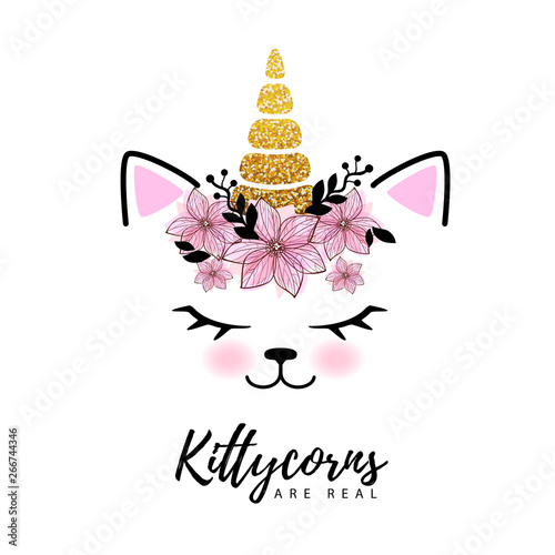 Vector illustration of fantasy animal cat kittycorn. photo