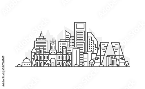 Madrid, Spain architecture line skyline illustration. Linear vector cityscape with famous landmarks, city sights, design icons. Landscape with editable strokes.