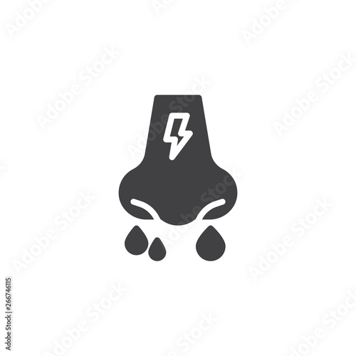 Allergy symptoms vector icon. snuffle nose filled flat sign for mobile concept and web design. Runny nose glyph icon. Symbol, logo illustration. Pixel perfect vector graphics