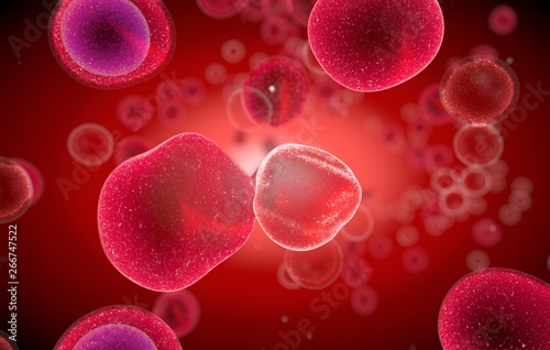 T cells attacking cancer cells 3D illustration