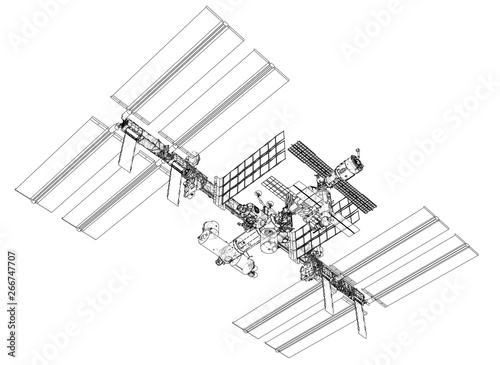 Fototapeta Naklejka Na Ścianę i Meble -  International Space Station Outline. Vector