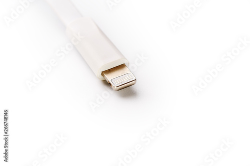 Connector lightning on a white background. This is a proprietary connector used to connect mobile devices to well-known host computers