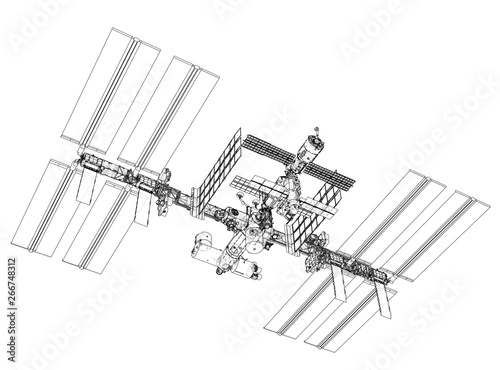 Fototapeta Naklejka Na Ścianę i Meble -  International Space Station Outline. Vector