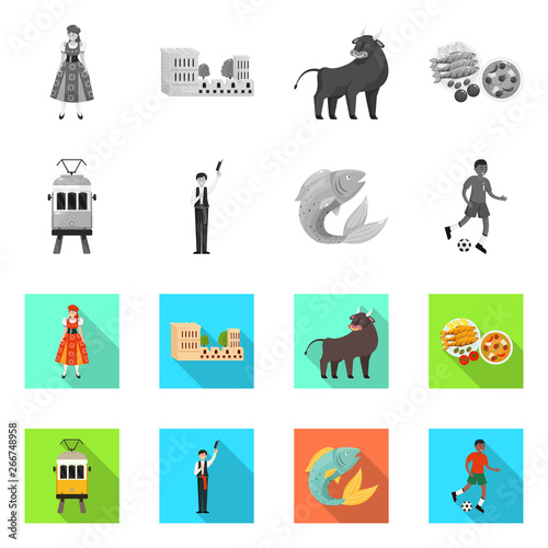 Isolated object of  and historic symbol. Set of  and country vector icon for stock.