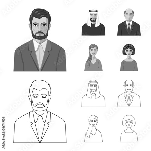 Vector illustration of hairstyle and profession  sign. Collection of hairstyle and character  vector icon for stock.