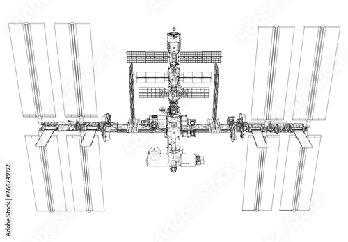 Fototapeta Naklejka Na Ścianę i Meble -  International Space Station Outline. Vector