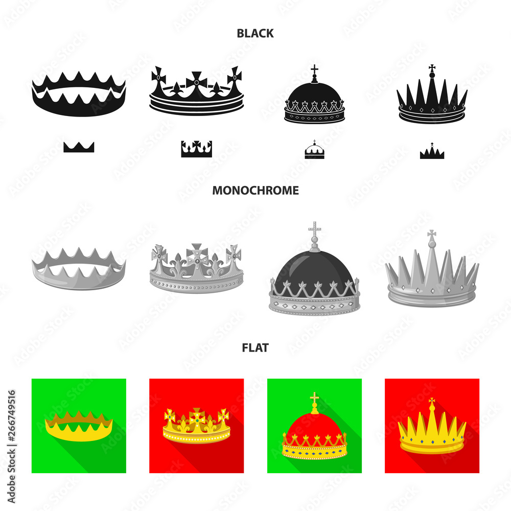 Vector illustration of medieval and nobility logo. Set of medieval and monarchy stock symbol for web.