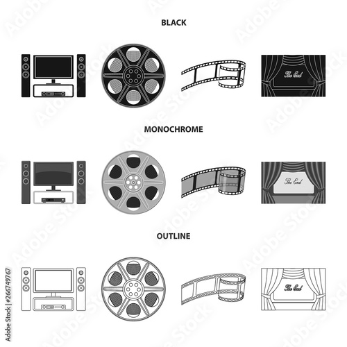 Vector illustration of television and filming logo. Collection of television and viewing stock vector illustration.