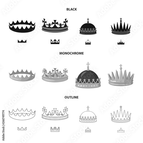 Vector illustration of medieval and nobility symbol. Set of medieval and monarchy stock symbol for web.