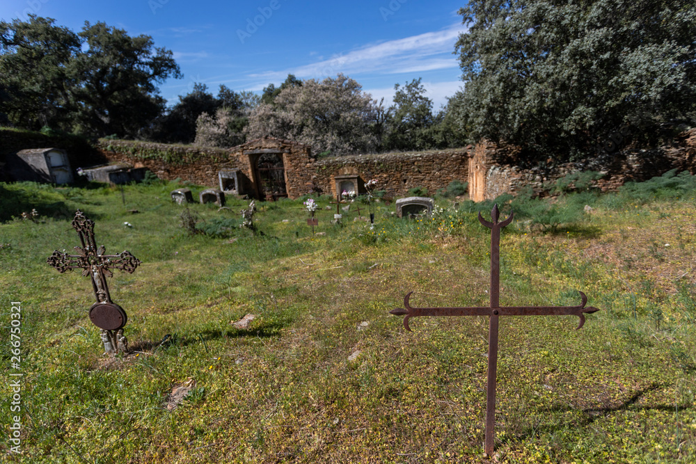 old abandoned cemetery on the outskirts of a village in extremadura