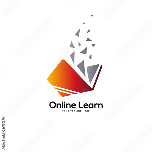 tech book logo designs, pixel book logo template, online learning logo designs