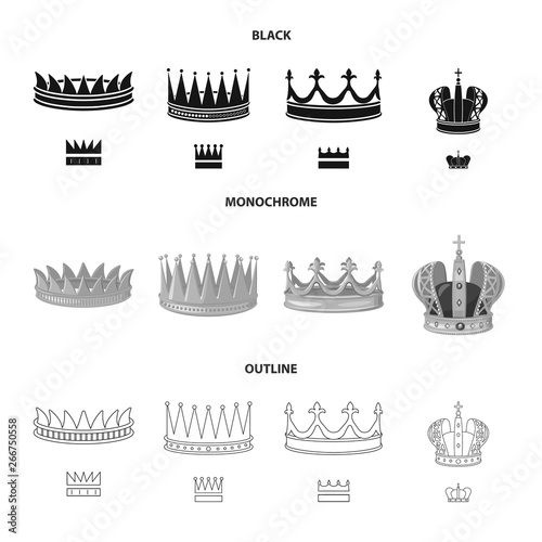 Vector design of medieval and nobility symbol. Collection of medieval and monarchy vector icon for stock.
