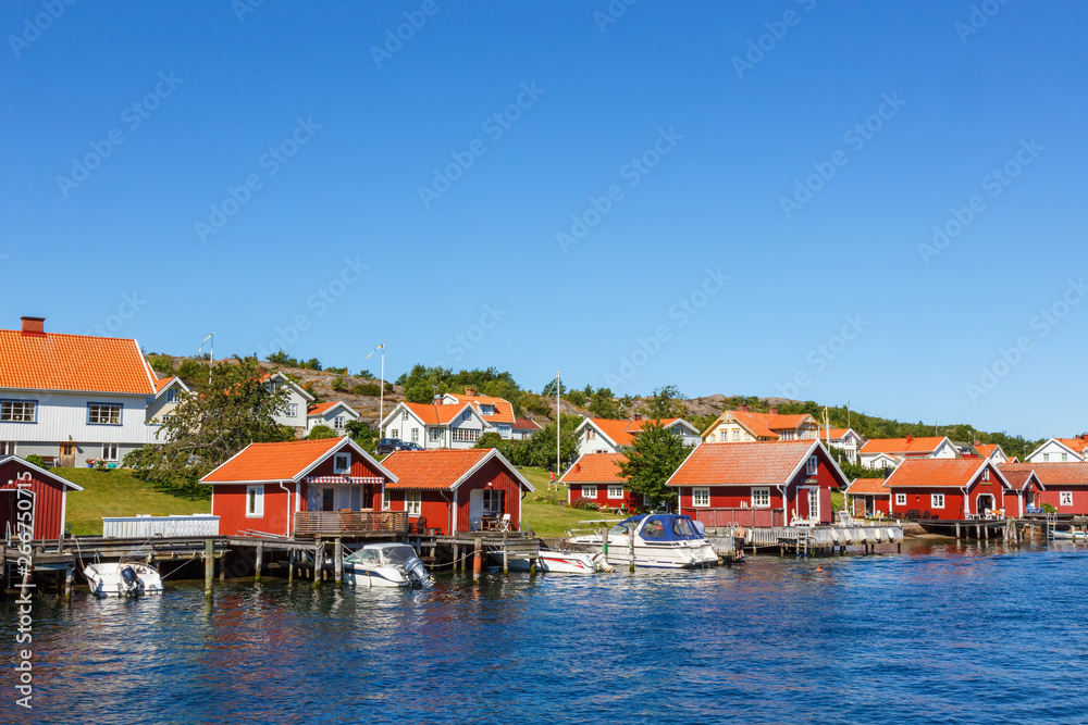 View to a idyllisky coastal village on the Swedish coast View to a idyllisky coastal village on the Swedish coast
