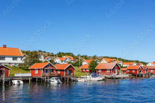 View to a idyllisky coastal village on the Swedish coast
