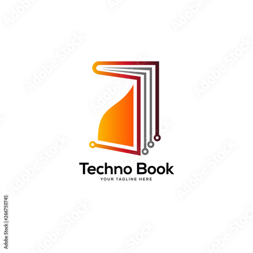 tech book logo designs template, online education and learning designs concept, simple line art technology logo designs