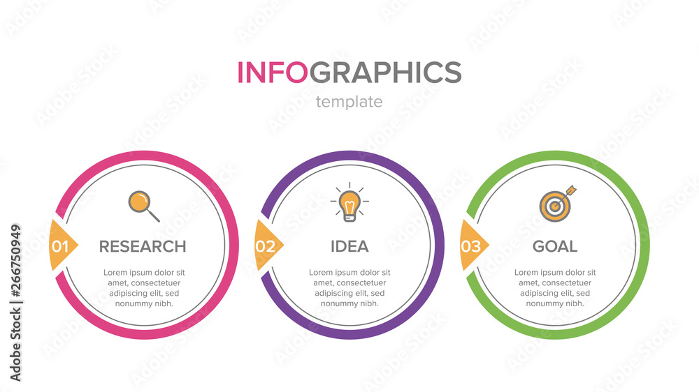Infographic design with icons and 3 options or steps. Thin line vector. Infographics business concept. Can be used for info graphics, flow charts, presentations, web sites, banners, printed materials.