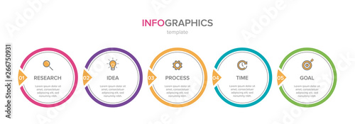 Infographic design with icons and 5 options or steps. Thin line vector. Infographics business concept. Can be used for info graphics, flow charts, presentations, web sites, banners, printed materials.