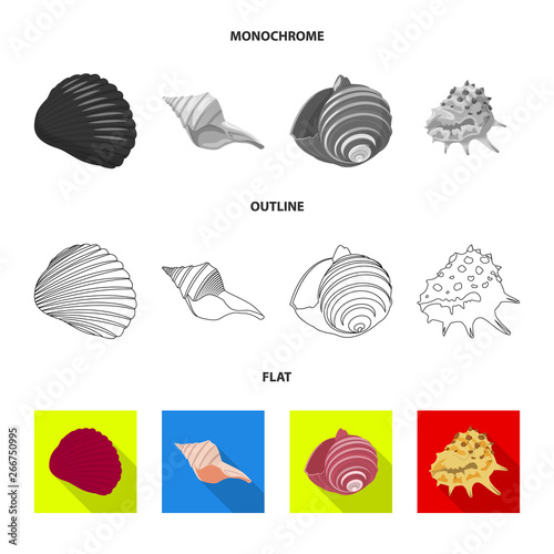 Vector illustration of animal and decoration symbol. Set of animal and ocean vector icon for stock.