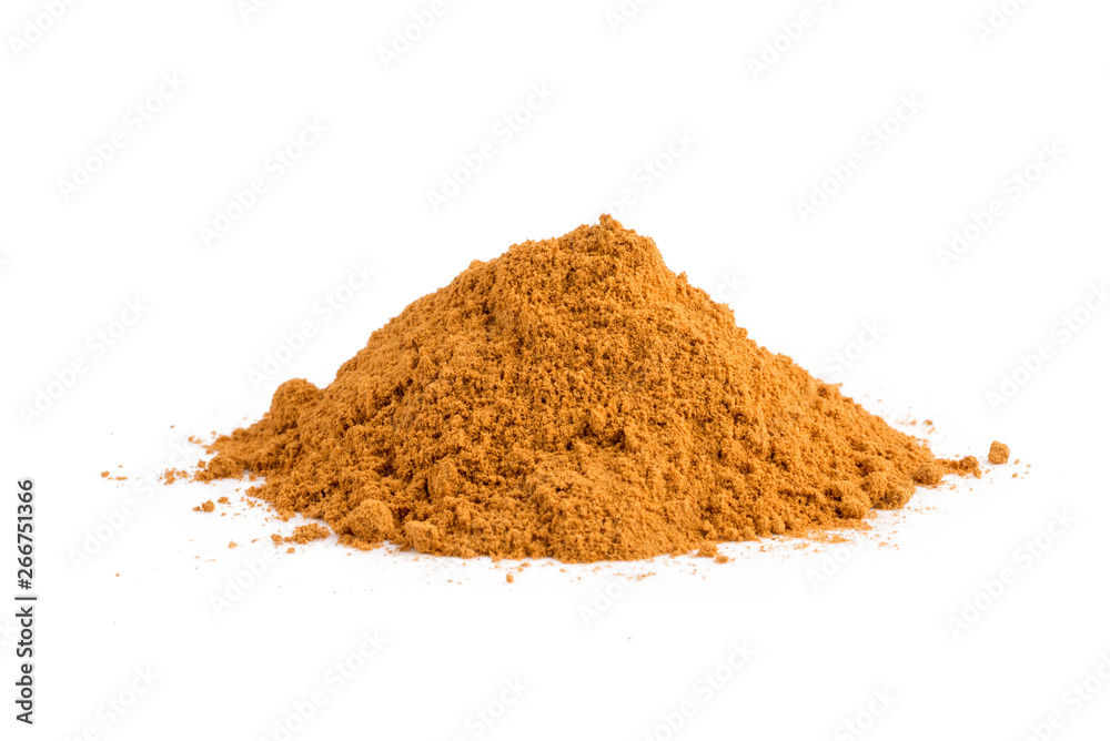 Cinnamon powder on white background Cinnamon powder on white background