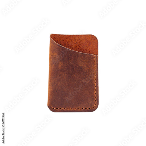 Leather accessories on a white background, wallets, "Crazy Horse" isolated