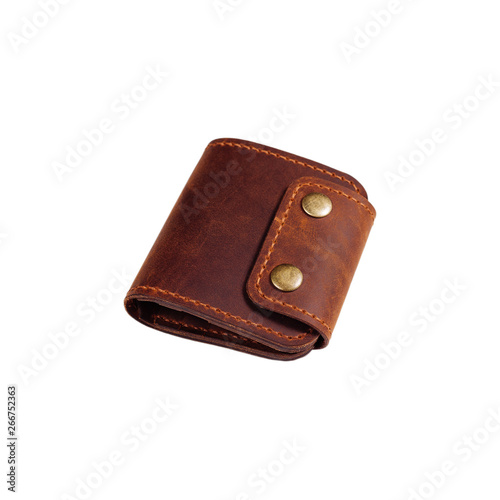 Leather accessories on a white background, wallets, "Crazy Horse" isolated